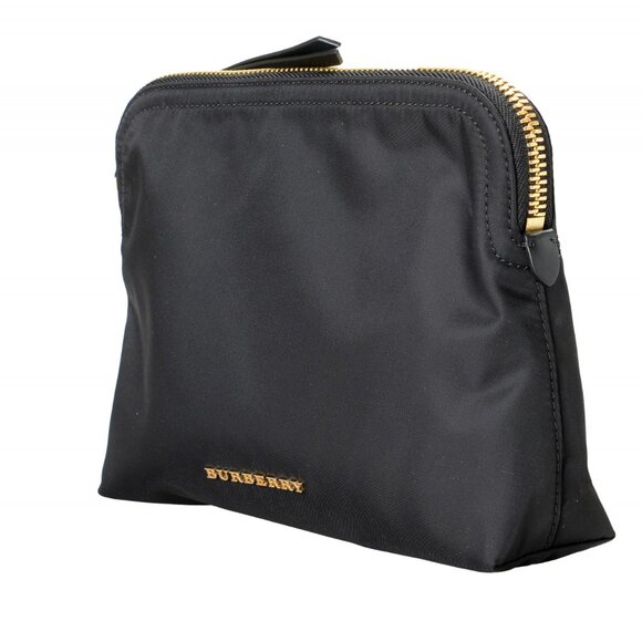 Burberry Black Pouch Clutch Cosmetic Bag Nylon Leather - Picture 2 of 5